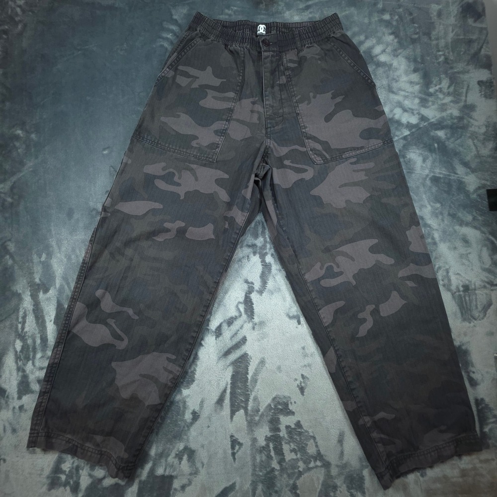 DC Shoes Mens Camo Carpenter Pants Grey Charcoal Camouflage Relaxed Fit Medium